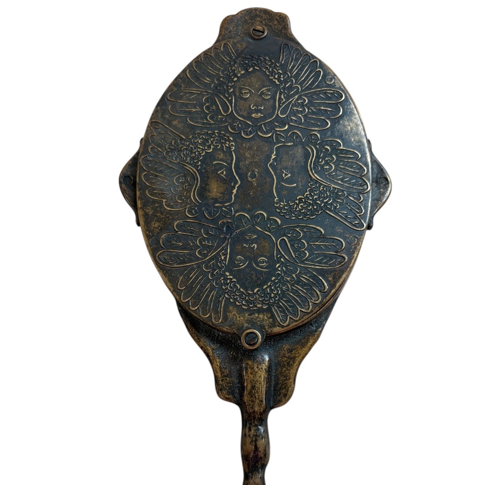 Vintage Ornate Brass Hand Mirror